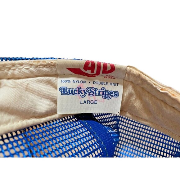 Vtg Hat Los Angeles Rams Baseball Trucker Mesh Snapback Cap NFL AJD Lucky Stripe - Picture 5 of 11